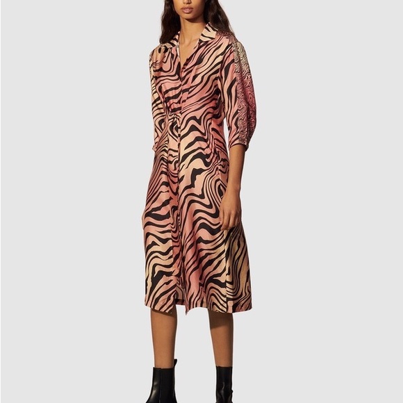 SANDRO ~ Long Printed Silk Dress - Picture 12 of 12
